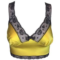Vintage S/S 1995 Dolce & Gabbana Documented Yellow Lace Cami Crop Top 40