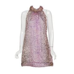 Pierre Cardin Haute Couture Lame Cocktail Dress w/Beading at Neck ca.1966 7