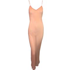 S/S 1997 Dolce & Gabbana Nude Sheer Silk Slip Dress 40 XS/S 12