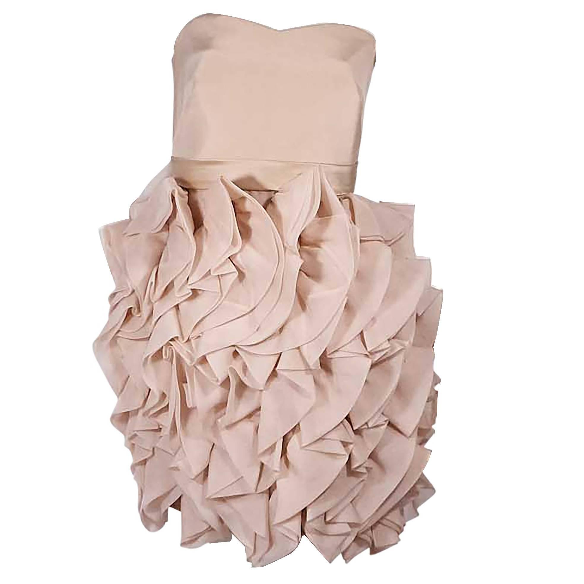 Blush Pink Marchesa Notte Ruffled Dress