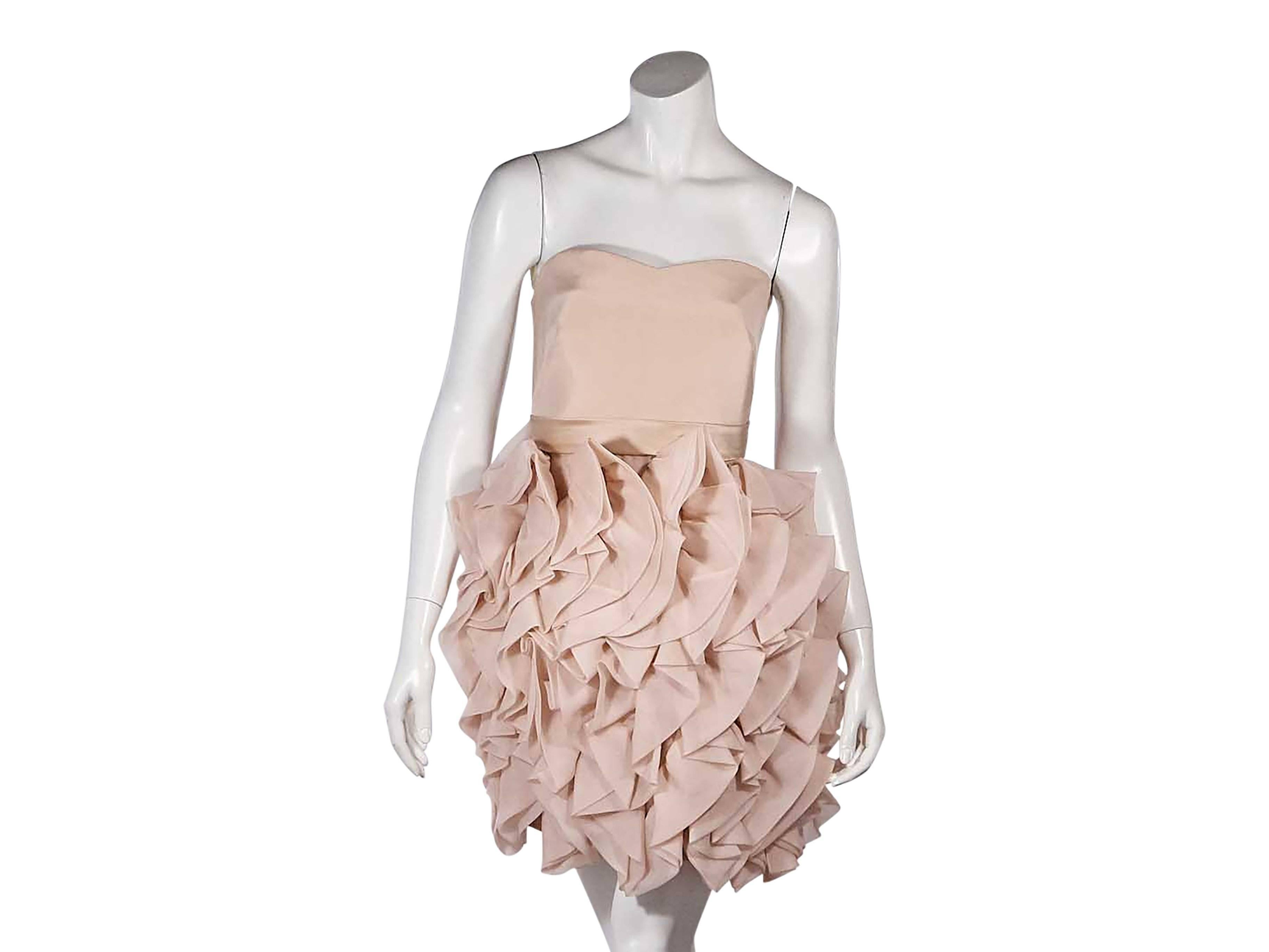 Beige Blush Pink Marchesa Notte Ruffled Dress