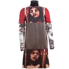 1990's Jean Paul Gaultier Face Block Print Long Sleeve Shift Dress 7
