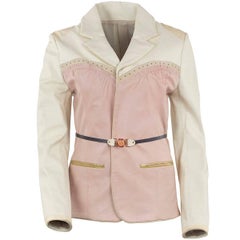 Undercover Ecru and Pink Leather Western Style Blazer