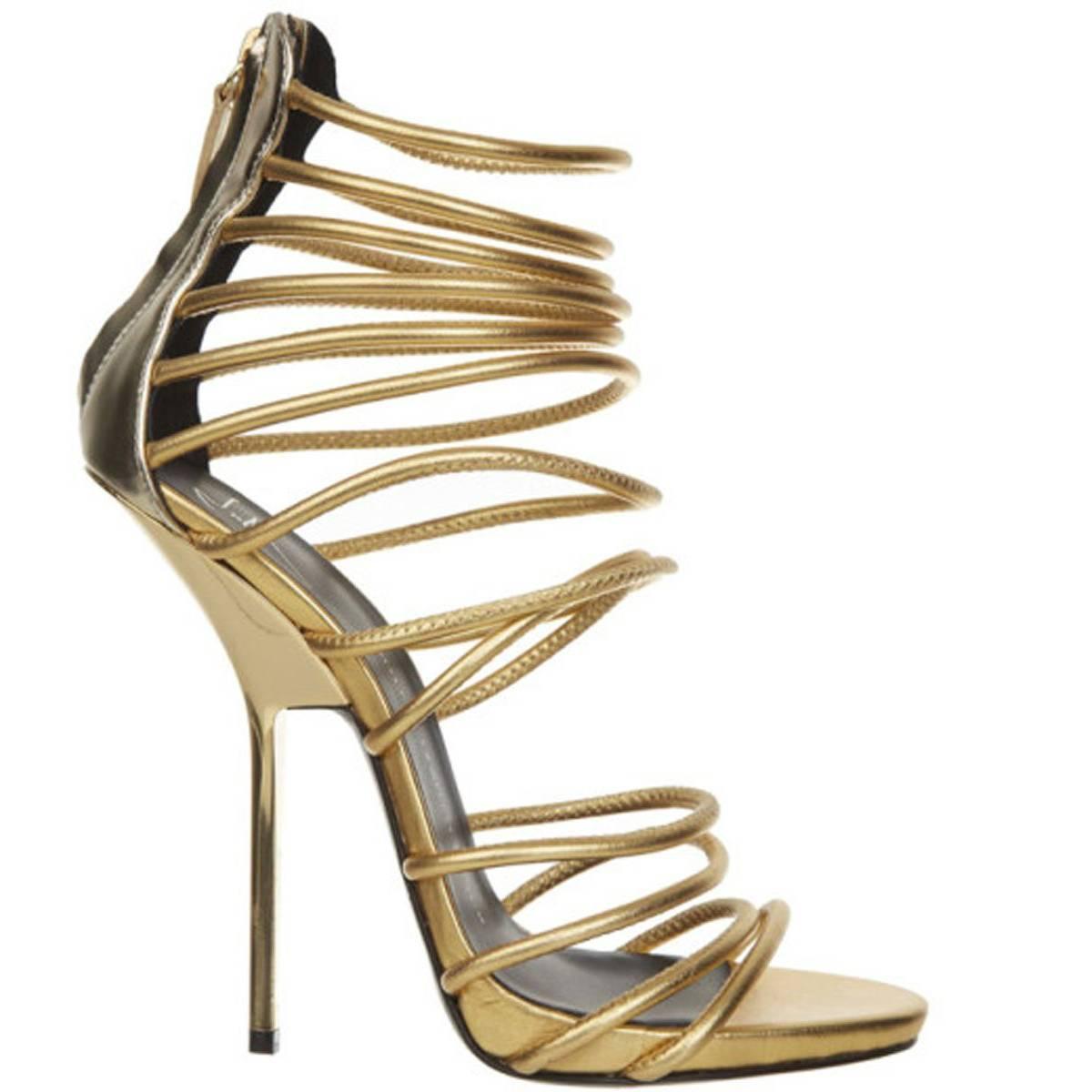 Giuseppe Zanotti Metallic Gold Strappy  Bangle Sandal 