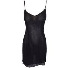 S/S 1995 Dolce & Gabbana Sheer Black Lace Trim Mini Slip Dress 