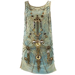 New Versace Sexy Fully Studded Beaded Watercolor Mini Silk Dress It.38