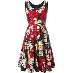DOLCE & GABBANA 2016 Daisy and Poppy Print Cotton Dress It 42 Uk 10