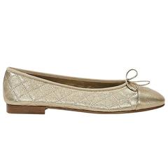 Gold Chanel Quilted Leather Ballet Flats