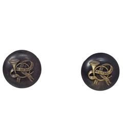 Hermes Vintage Horn Clip-On Earrings