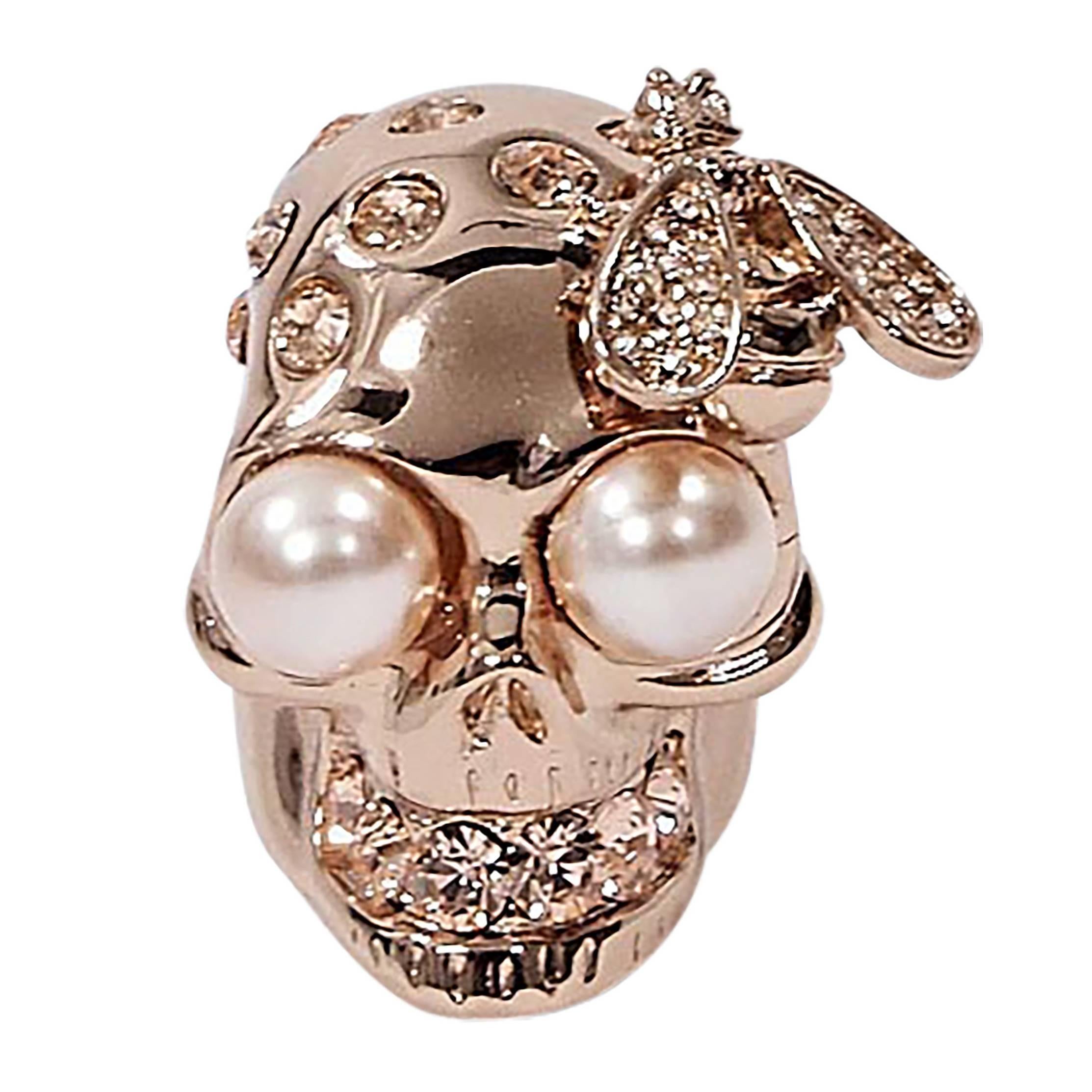 Rose Gold Alexander McQueen Skull & Bee Ring