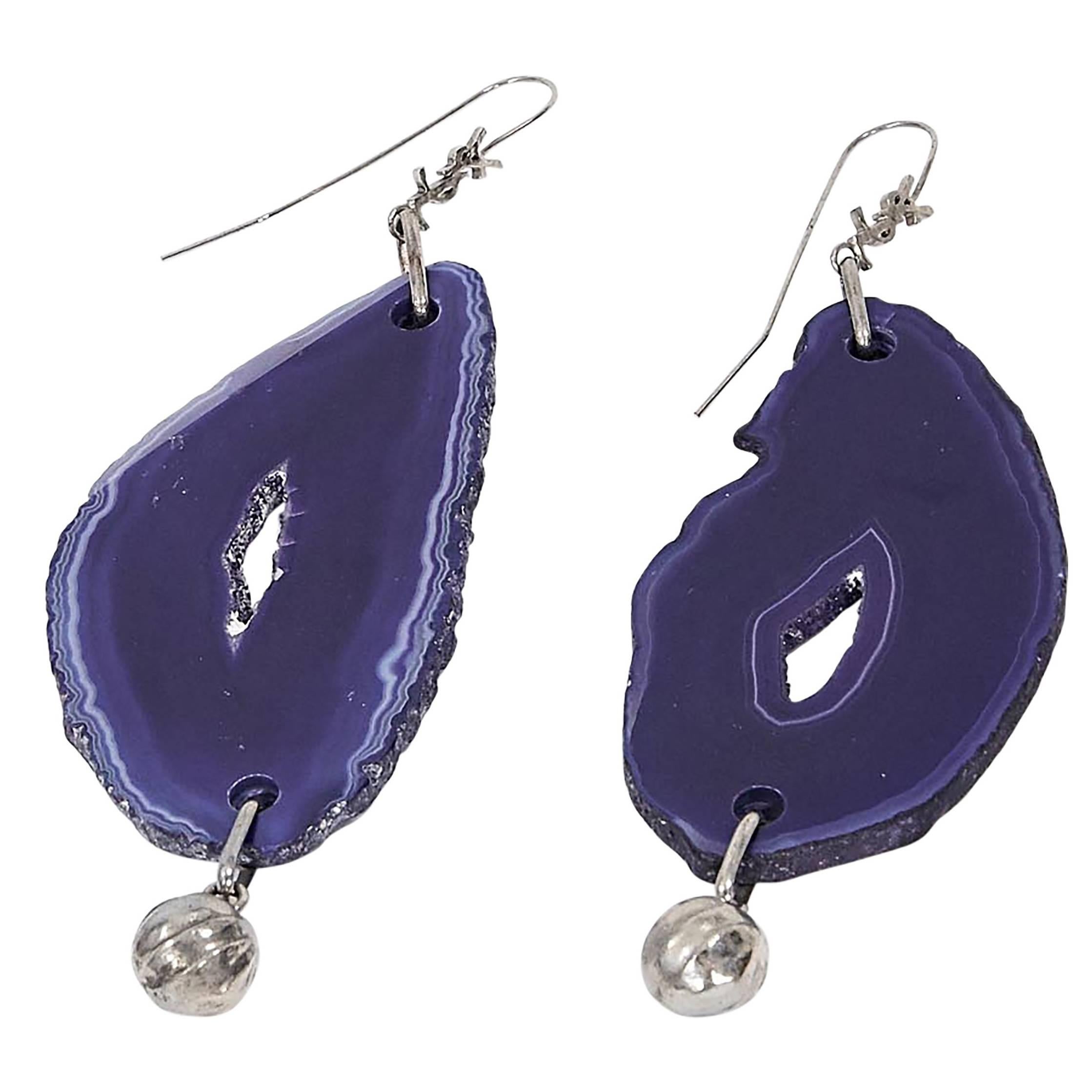 Purple Yves Saint Laurent Agate Drop Earrings