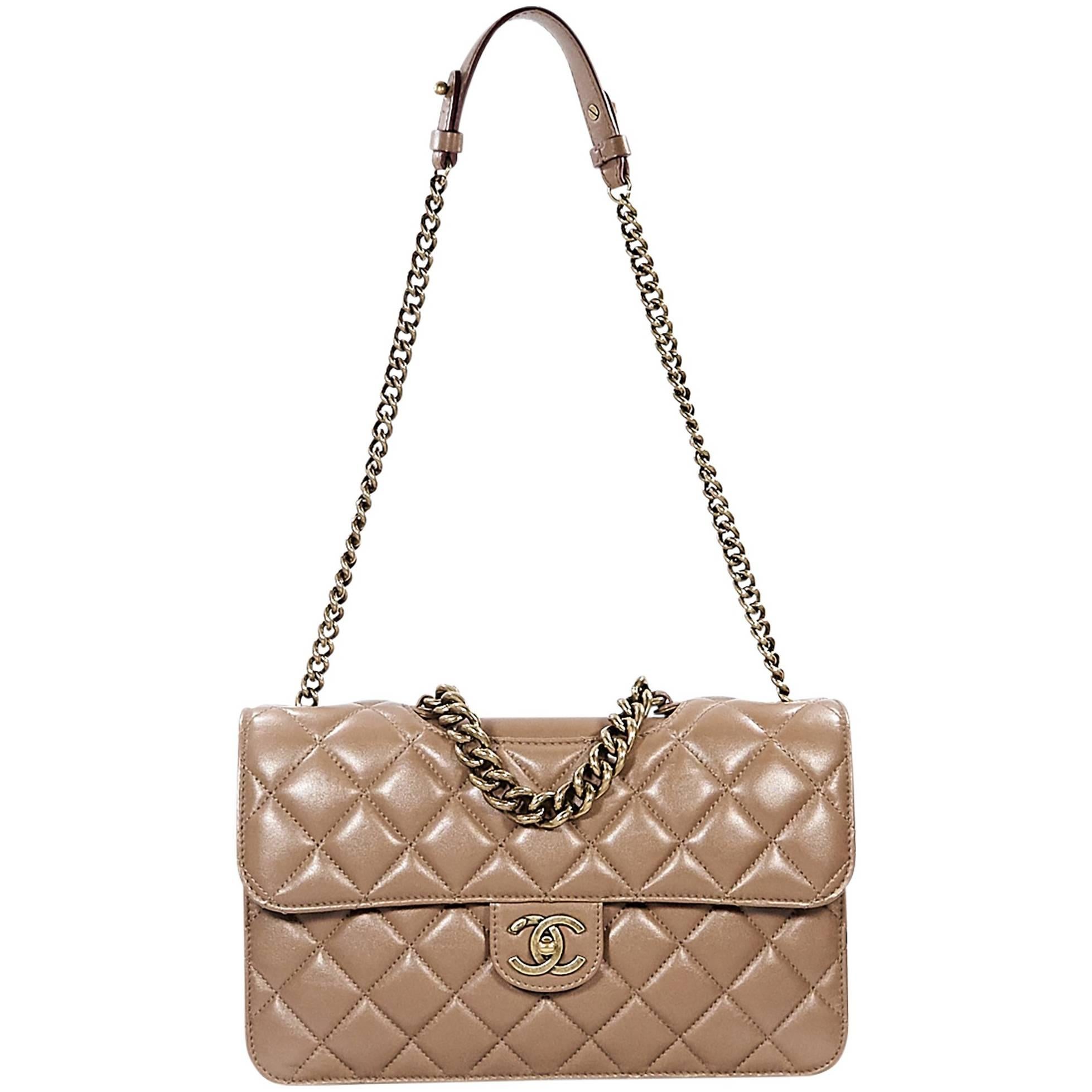 Tan Chanel Quilted Leather Flap Bag