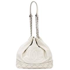 Ivory Chanel Surpique Bucket Bag