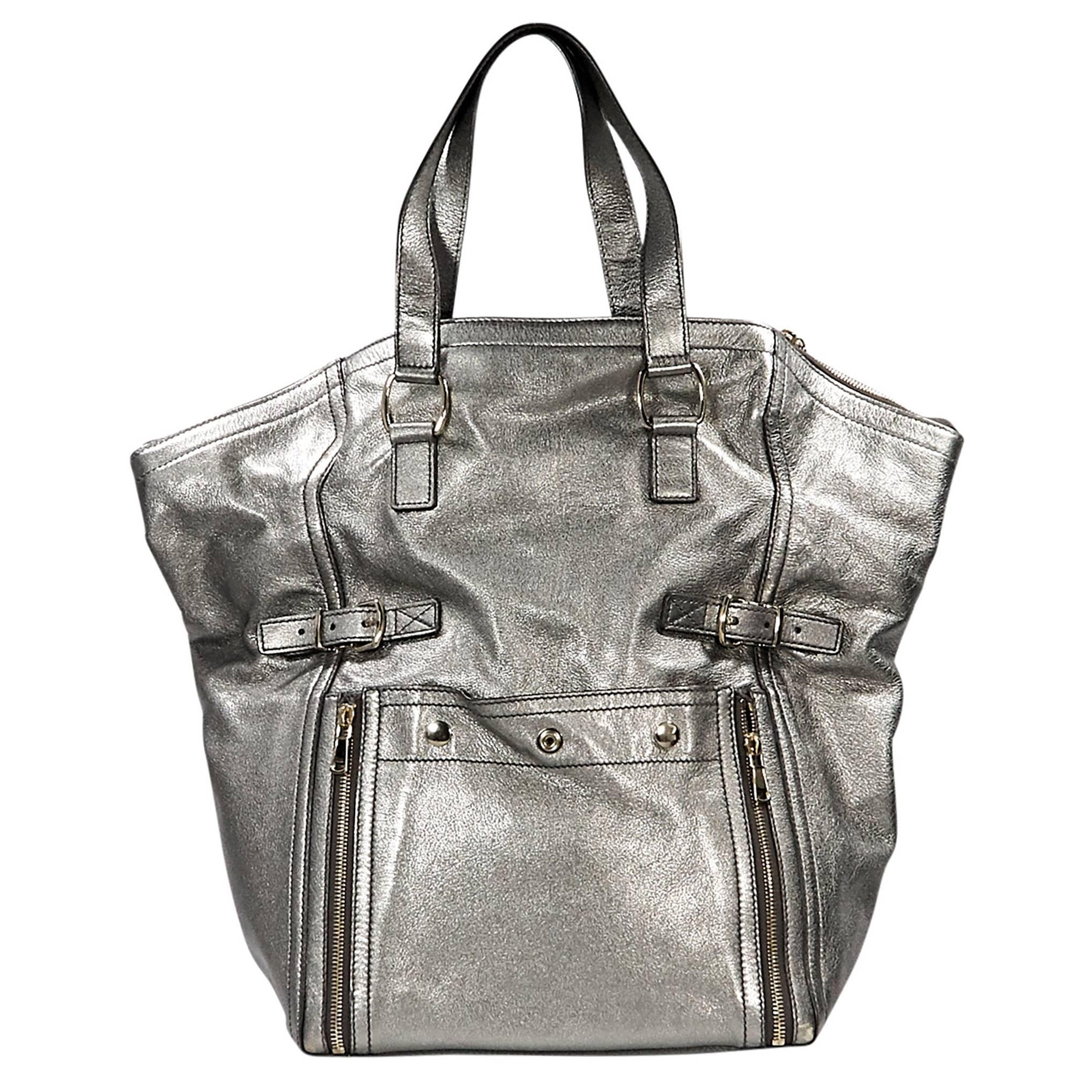 Metallic Silver Yves Saint Laurent Downtown Bag