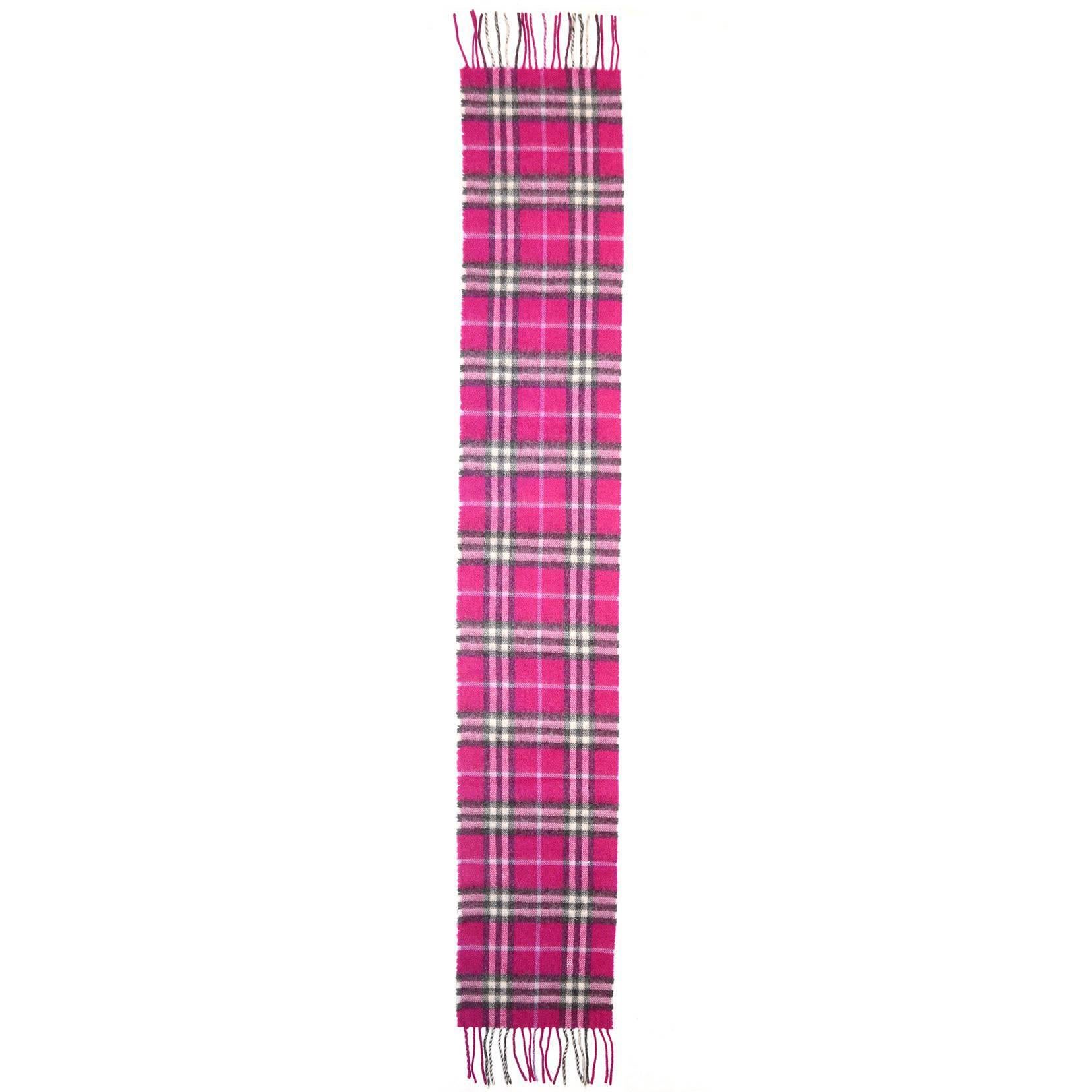 Burberry Pink Cashmere Nova Plaid Check Scarf