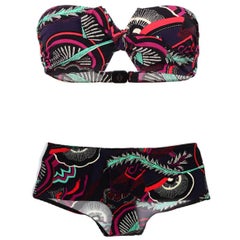 Hermes Multicolor Print Bandeau Bikini sz FR38/34