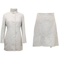 Akris Grey Bivio Cashmere Double-Face Tailcoat and Skirt Set 11