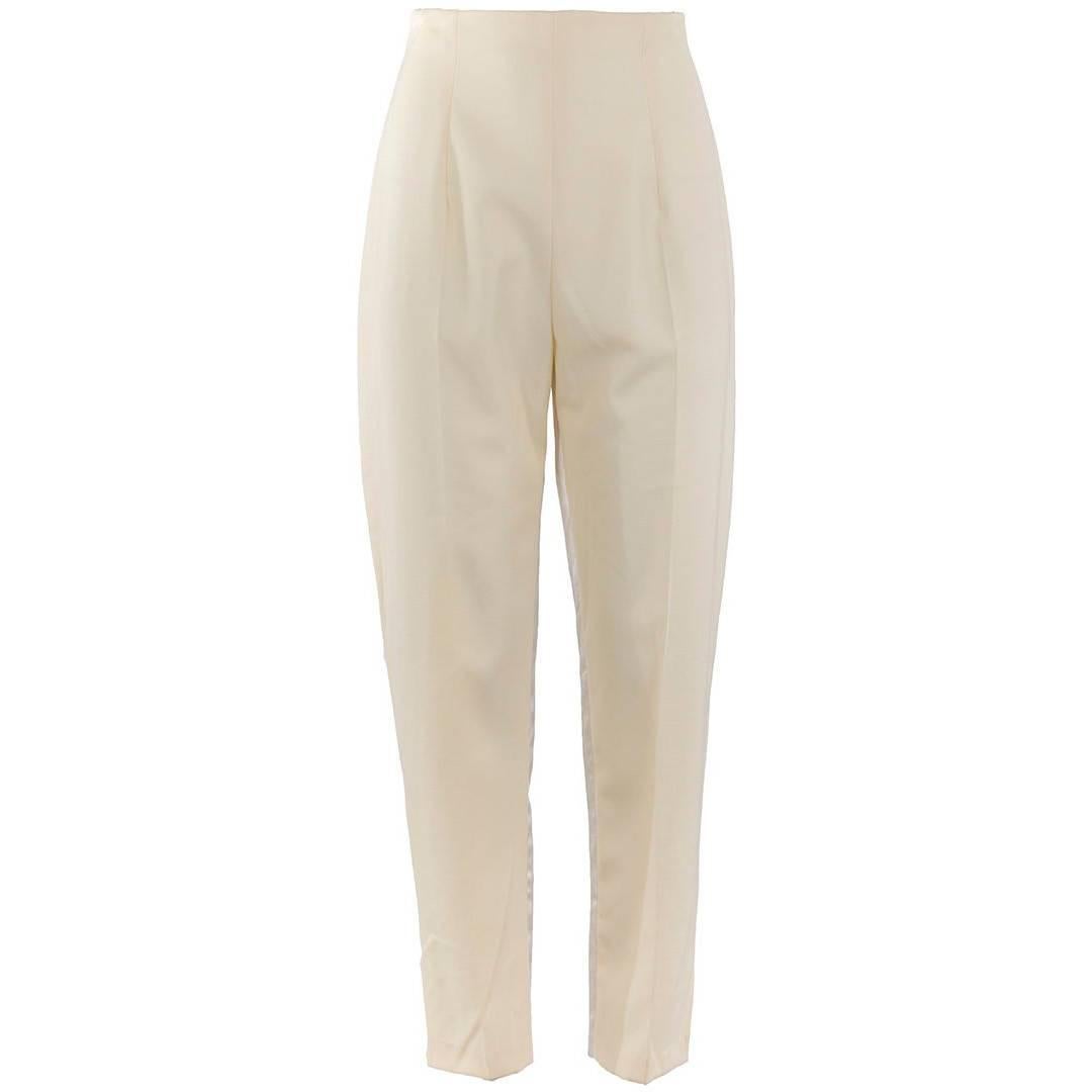 1980's Made in England John Galliano Cream Tapered Trousers For Sale