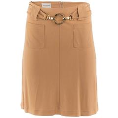 1980's Paco Rabanne Beige Stretch Belted Skirt 12