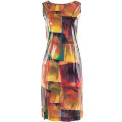 1980's Rare Matsuda Vinyl Shift Dress with Tulips