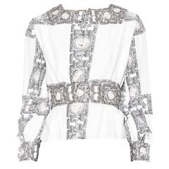 Very Unique Late 1960s Crystal Embellished Donald Brooks Blouse 1