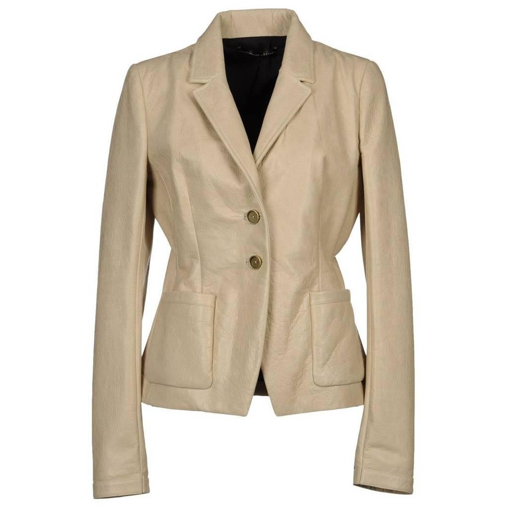 New $2150 BALENCIAGA 100% Lambskin Leather Jacket Blazer Beige It 42 - US 4/6