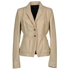New $2150 BALENCIAGA 100% Lambskin Leather Jacket Blazer Beige It 42 - US 4/6