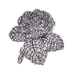 Vanderbilt style Rose en Tremblant CZ Black Rhodium Brooch Pin 7