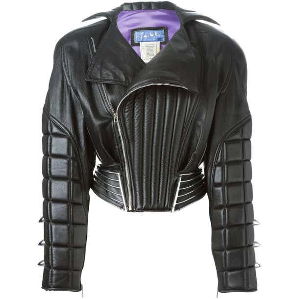 80's THIERRY MUGLER Leather padded bomber jacket For Sale at 1stDibs ...