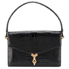 Hermes Paris Black crocodile The Cordeau bag mint condition 60s