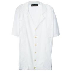 New Versace Men's White Cotton Macrame Dress Shirt Cardigan Italian 50,52,54,56 5