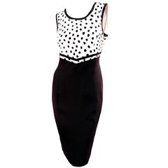 Louis Feraud Silk Faille Sleeveless Dress with Polka Dots Size 8 1980s 9
