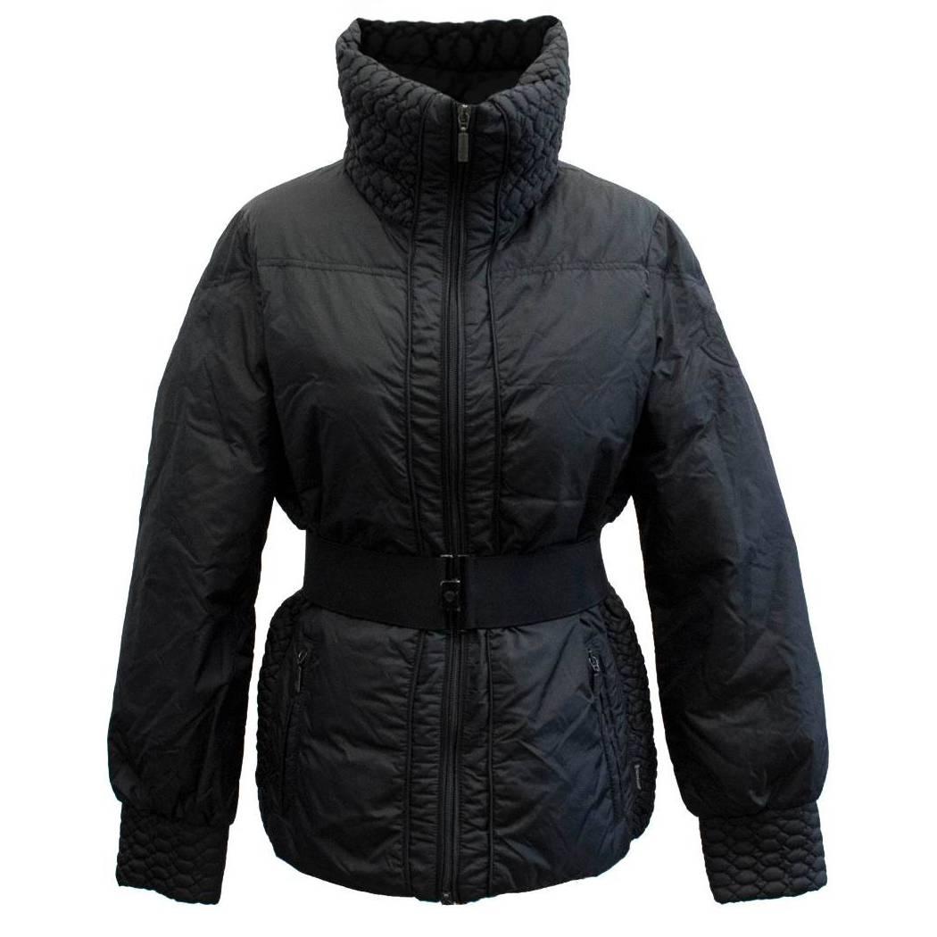 Moncler Women's Black Quilted High Collar Jacket For Sale