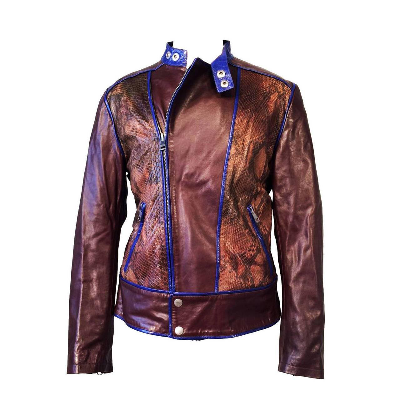 Gents Tom Ford Gucci Python Cafe Racer Motorcycle Jacket For Sale