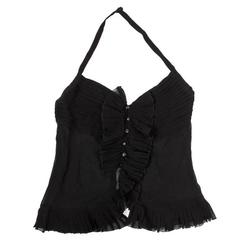 Chanel top Size 36FR in Black Silk