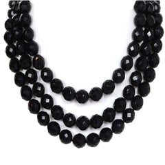 Miriam Haskell Black Beaded Multi-Strand Necklace