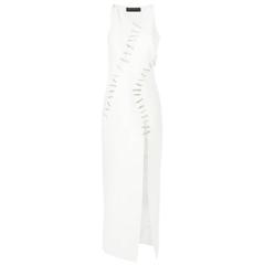 New Versace White Crystal-Embellished Silk Gown 
