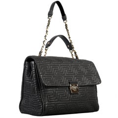 GIANNI VERSACE COUTURE large black quilted leather shoulder day bag