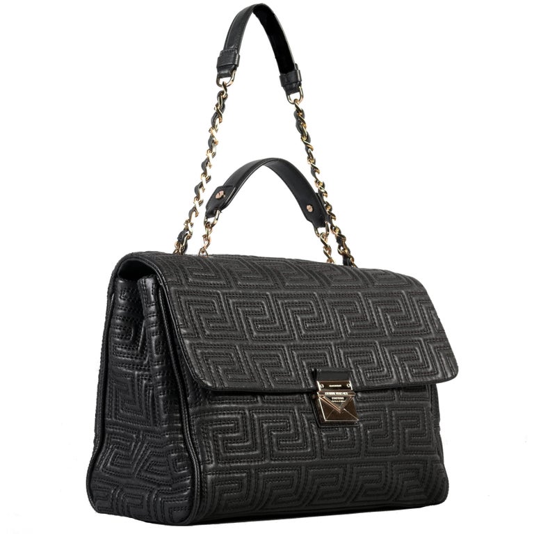 GIANNI VERSACE COUTURE large black quilted leather shoulder day bag at  1stDibs | gianni versace couture bag, versace bags sale