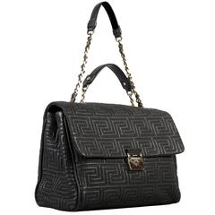 GIANNI VERSACE COUTURE large black quilted leather shoulder day bag 3