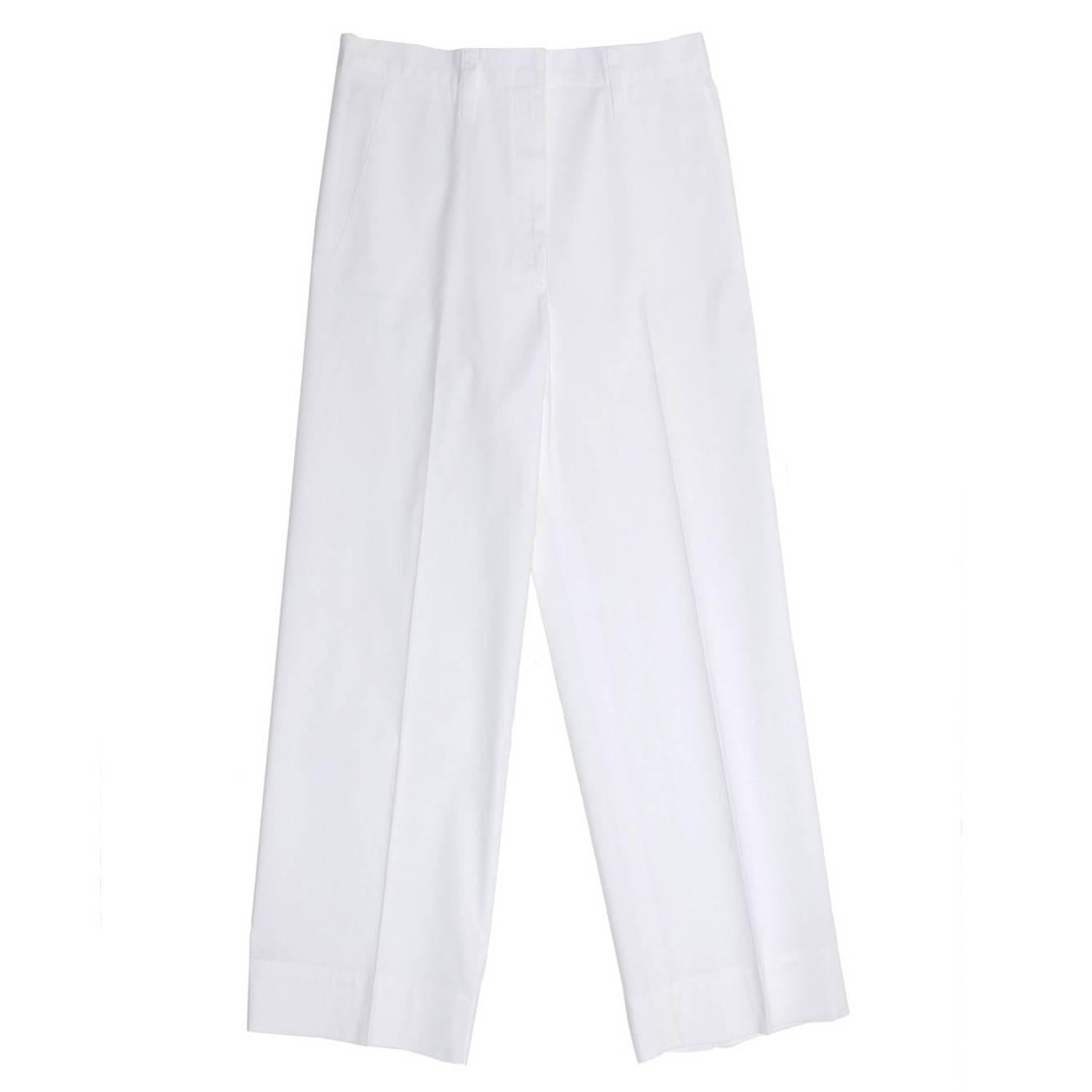 Jil Sander White Cotton Cropped Pants For Sale