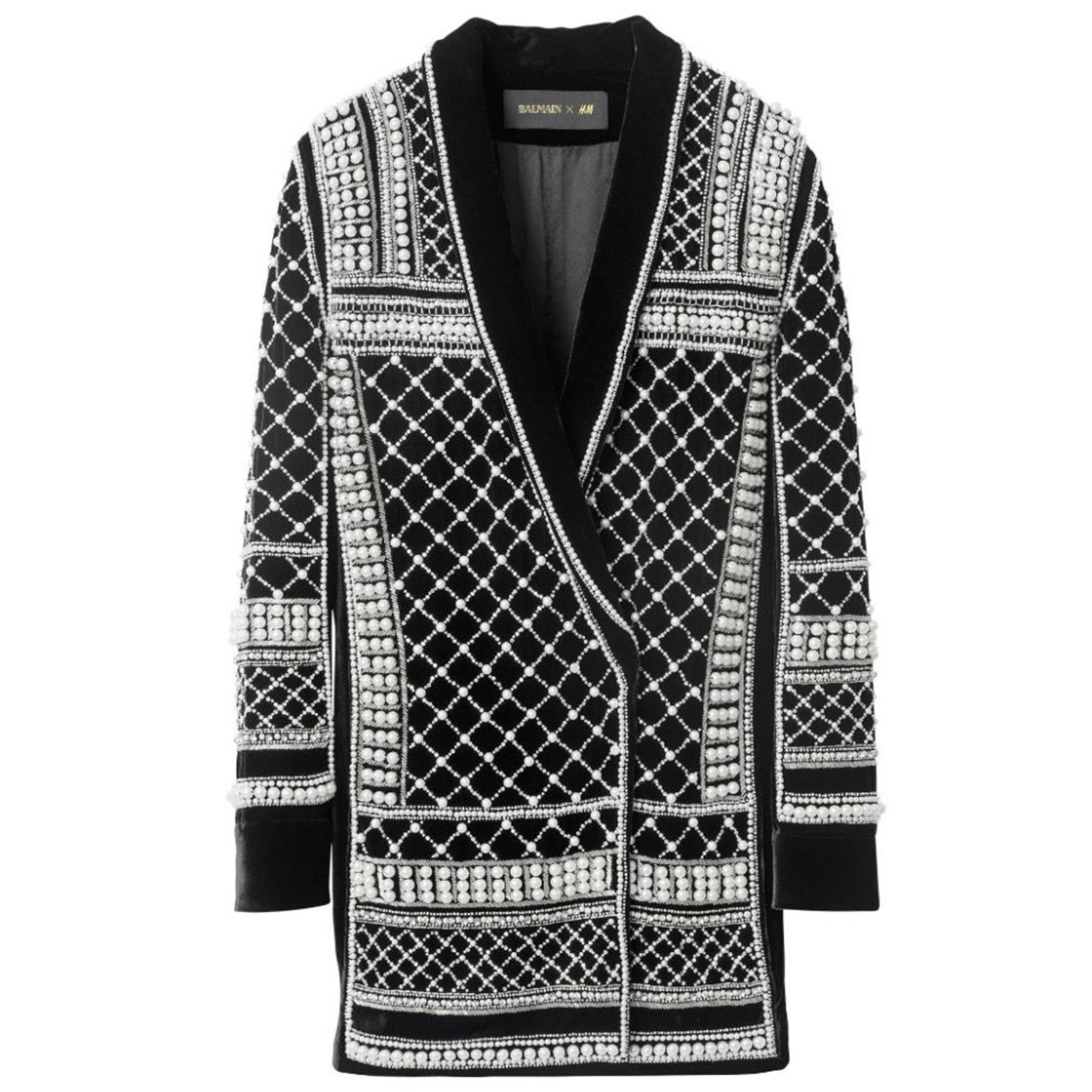 Balmain x H\u0026M NEW Black Velvet Pearl 