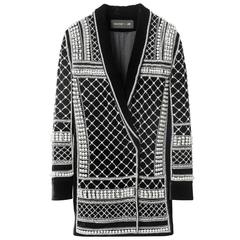 Balmain x H&M NEU Schwarzes Jackenkleid aus Samt mit Perlen und Kristallverzierung Gr. US12