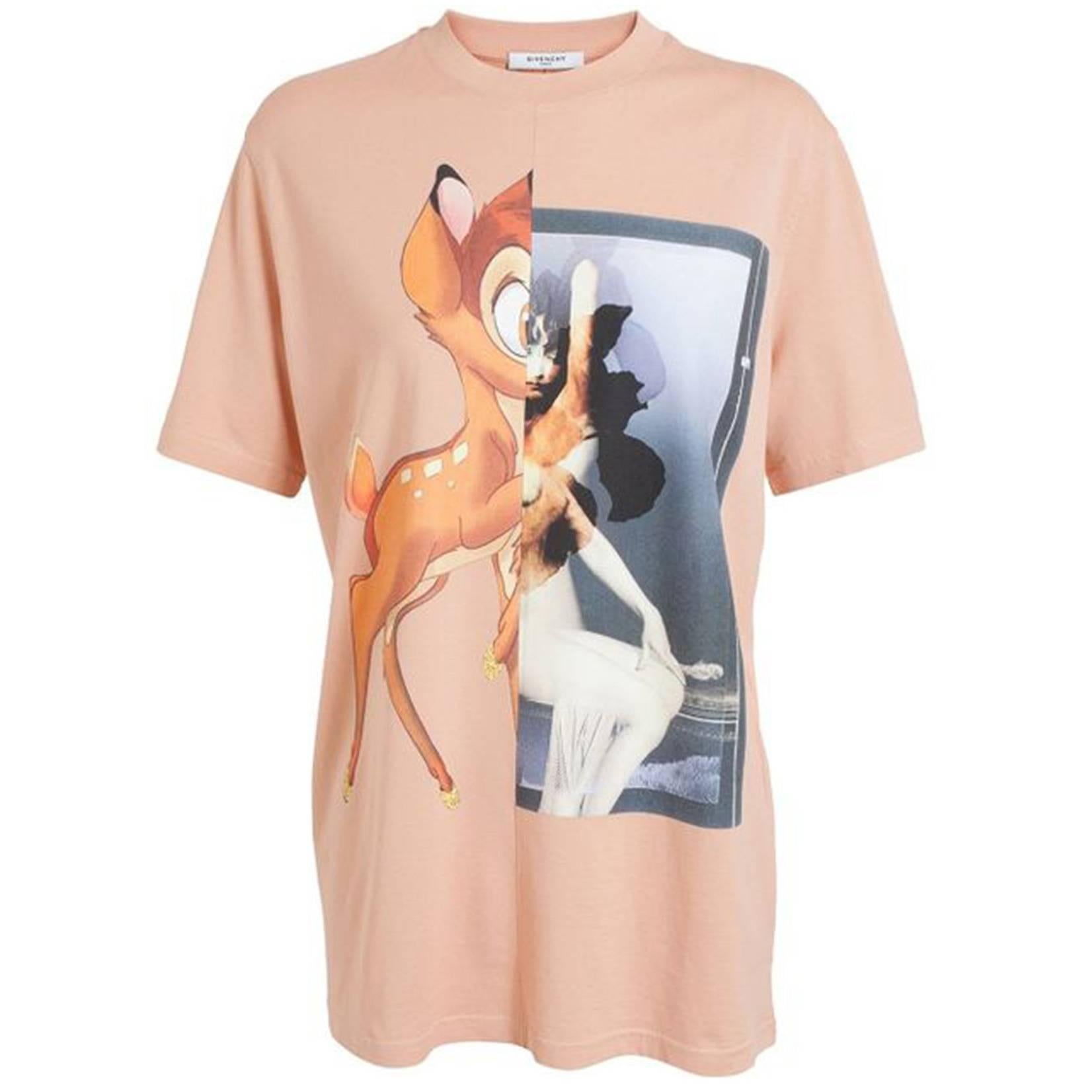 Givenchy NEW Peach Bambi Print Cotton T-Shirt sz S