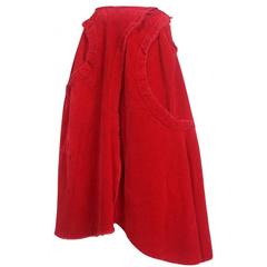 Comme des Garcons 2003 Collection Red Velvet Skirt 9