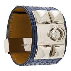 Hermes Bleu Brighton Alligator Collier de Chien Bracelet 3