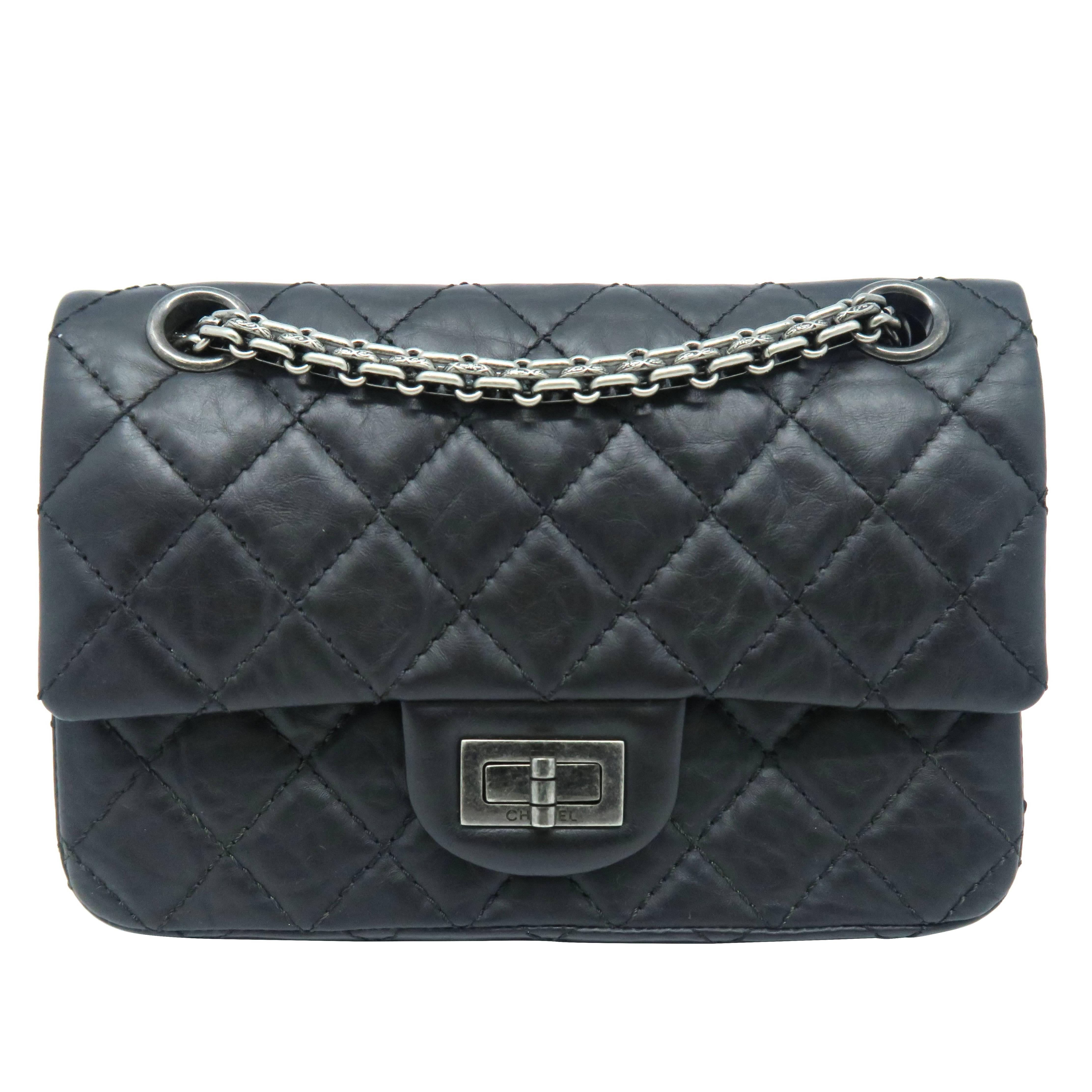 Chanel Black Quilting Calfskin Leather Silver Metal Flap Bag For Sale