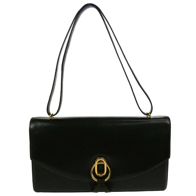 Hermes Vintage Brown Leather Top Handle Satchel Kelly Style Flap