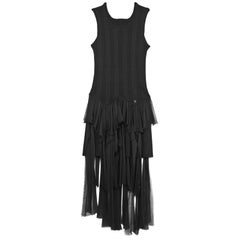 Chanel Black Cashmere & Silk Sleeveless Gown Dress sz FR36 5