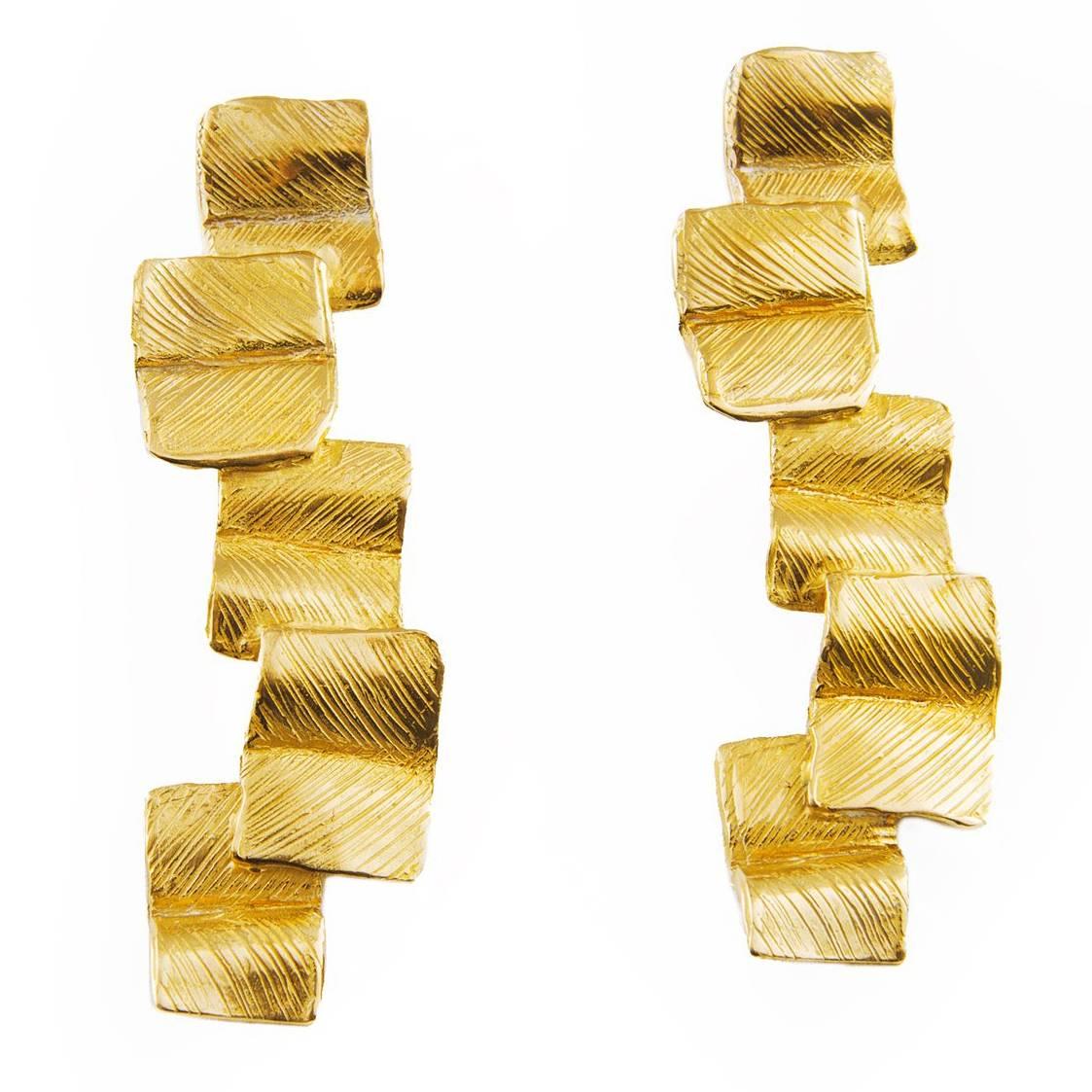 Giulia Barela Wind large earrings, gold plated bronze